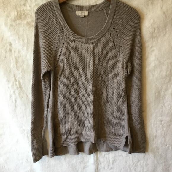 Loft Brown Hi-Low Knit Pull Over Sweater - Picture 2 of 14